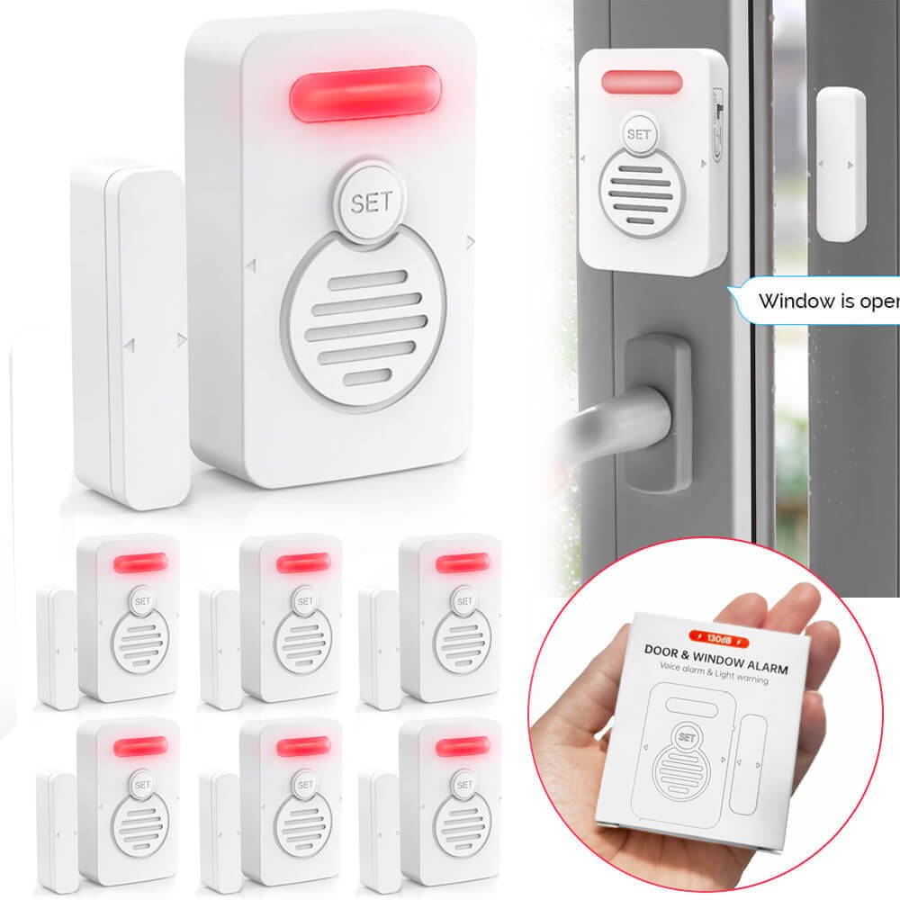 Personal Door Sensor Alarm Low/Loud 50 to 90 dB Voice Window Burglar Alert 7Pack
