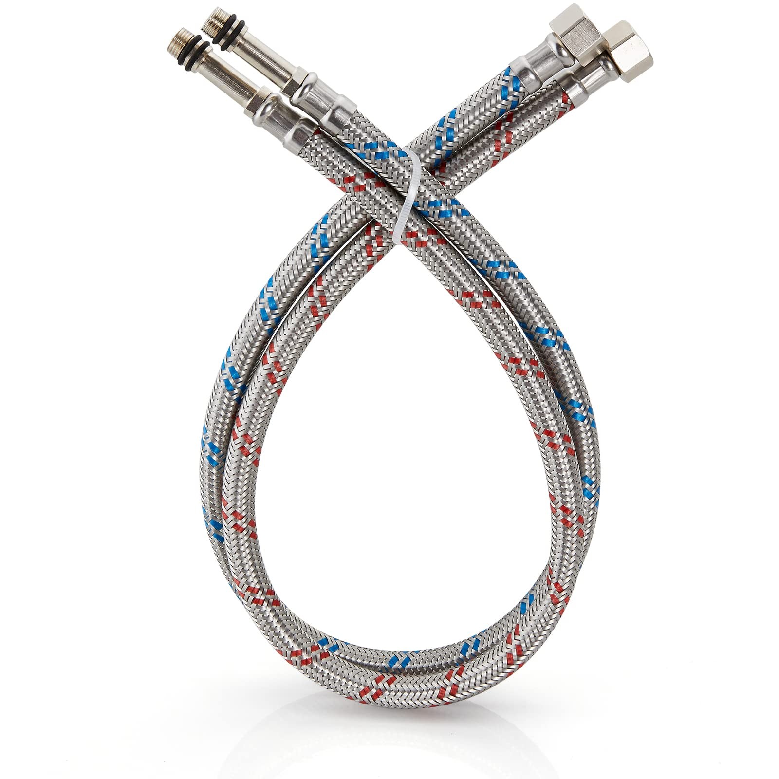 32 Braided Stainless Steel Faucet Connector Hose 3/8 x M10, 2 Pack