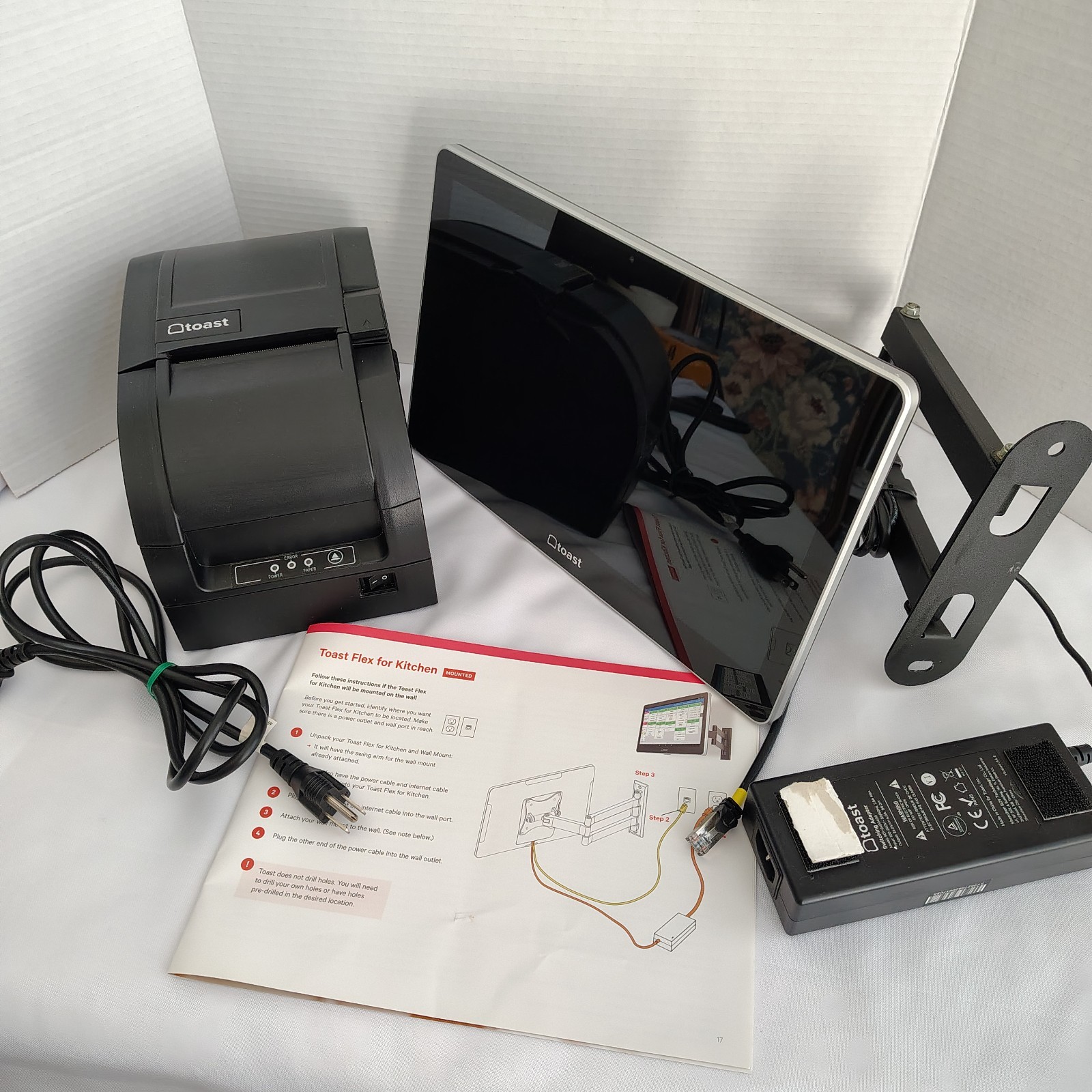 Toast Flex 14" POS Kitchen Display + Wall Mount + BTP-M300 Printer + Adapter