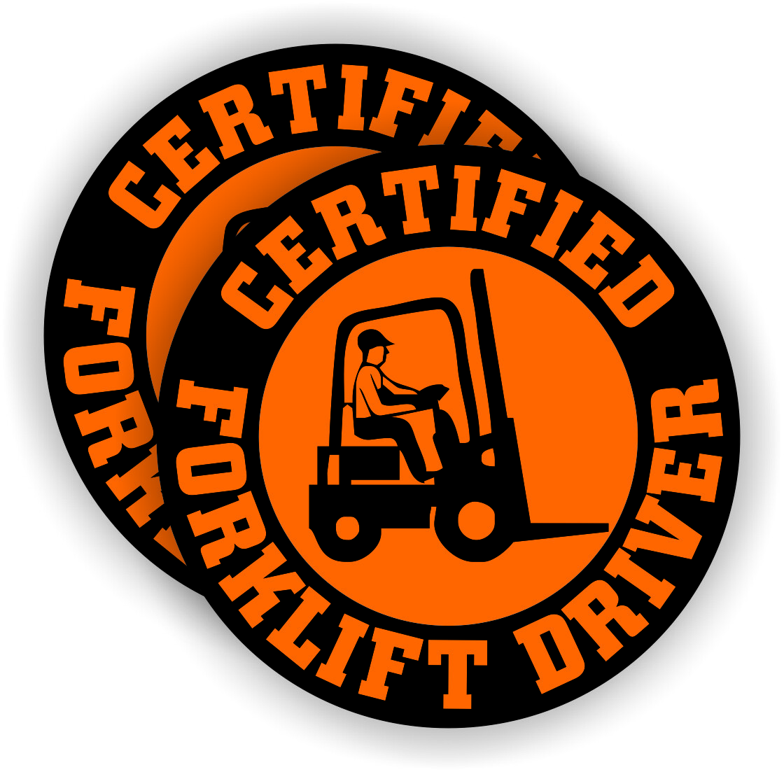 pair Certified Forklift Driver Hard Hat Stickers / Tow Motor Pallet Funny Decals