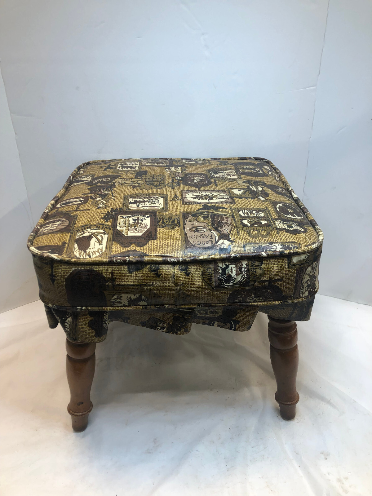 Vintage Babcock Phillips Vinyl  Footstool 1970's MCM Mide Century - 16" x 14"