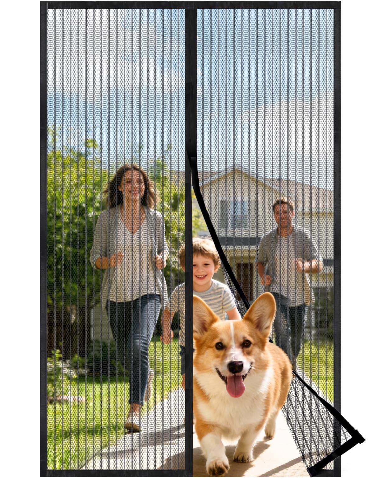 Heavy Duty Magnetic Screen Door Fit 48 x 80 in Door Size, Hands-Auto-Close Sc...
