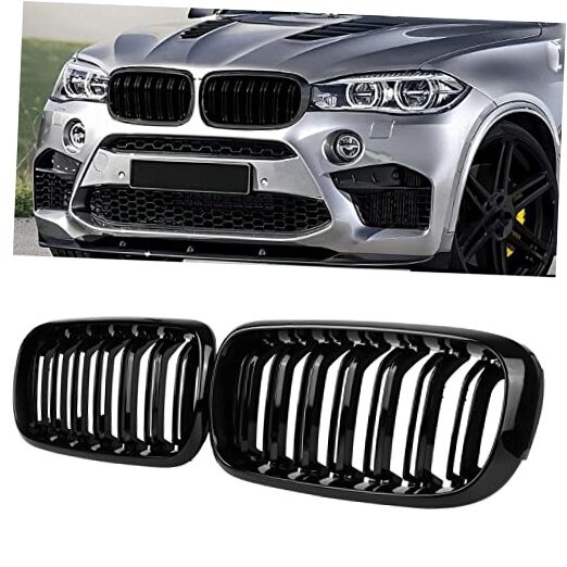 F15 Grill, Front Kidney Grille 2014-2018 X5 F15 X6 F16 Double Slats Gloss Black