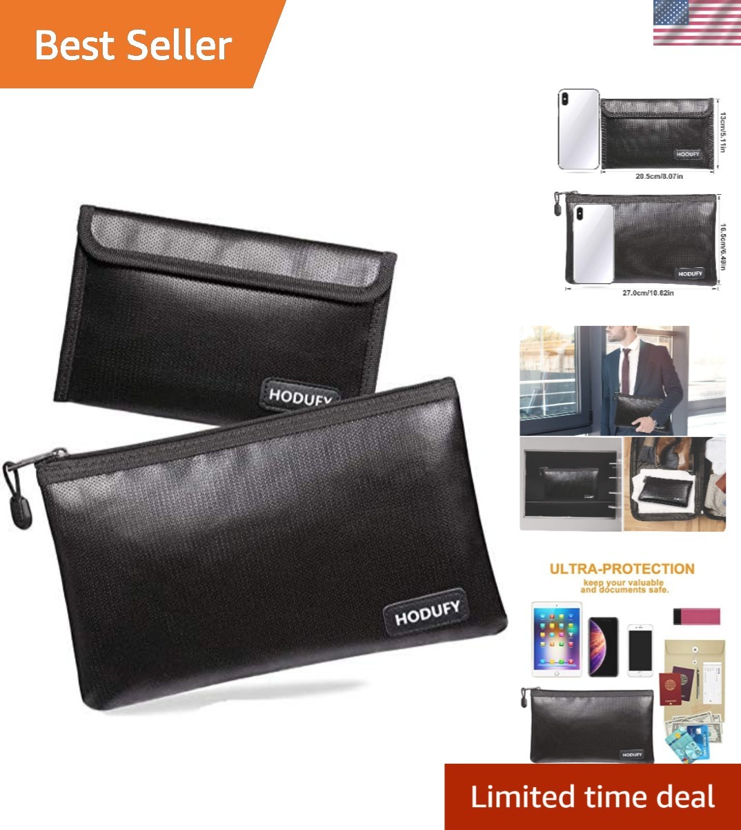 Durable Foldable Fireproof Cash & Passport Bags - Travel Security Essential