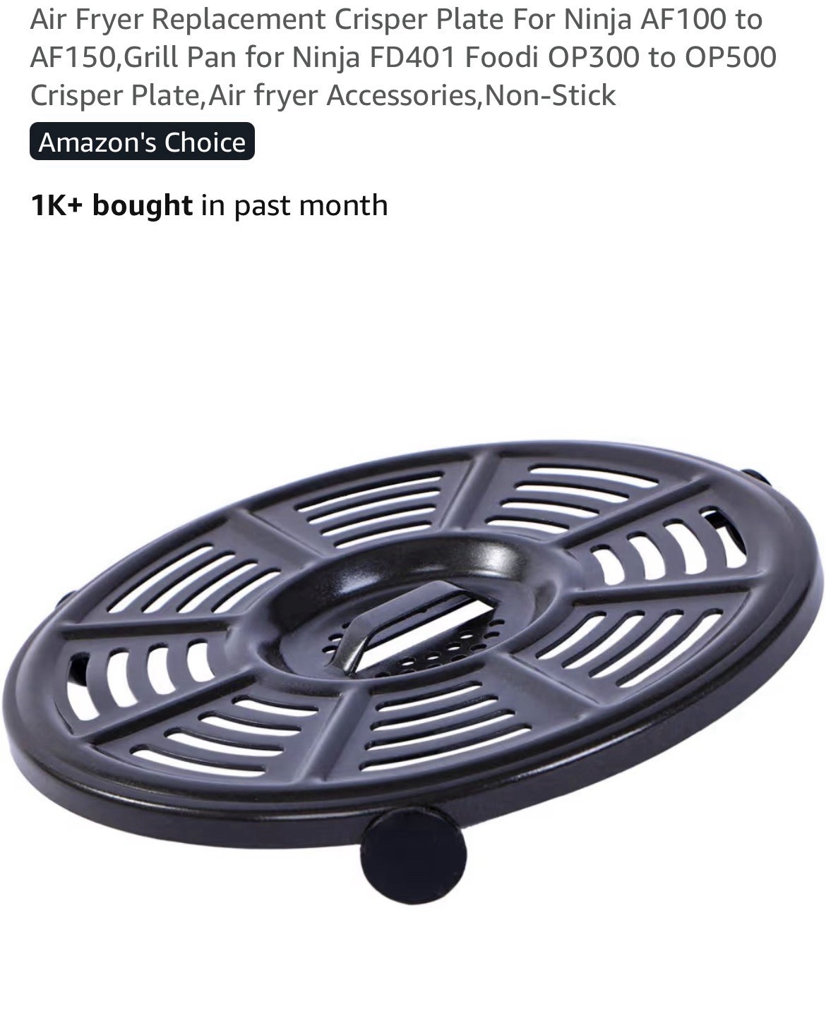 Ninja AF100 Replacement Crisper Plate Cooking Area Part for Air Fryer