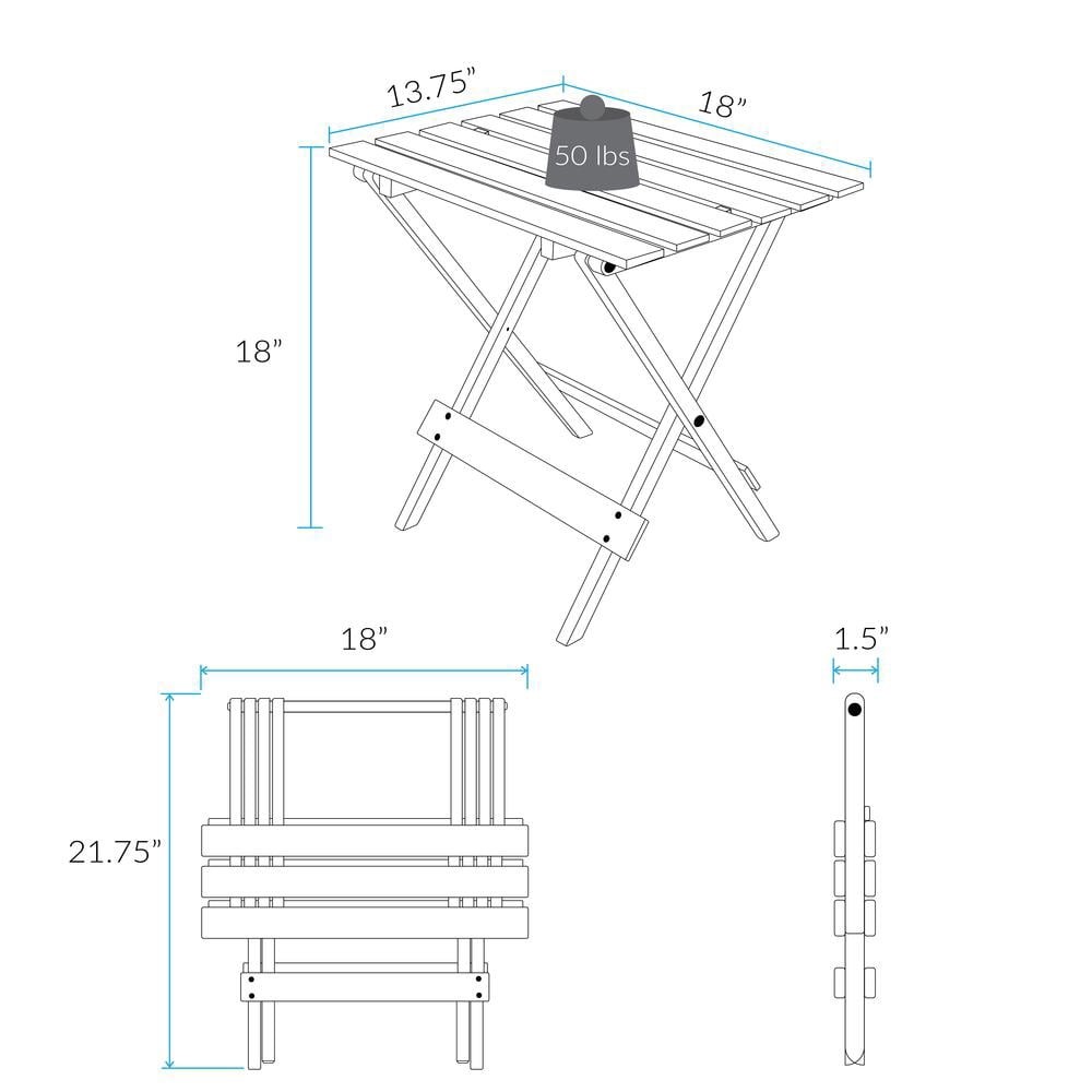 Small Solid Wood Folding Side Table 2-Piece Set White Portable Patio Outdoor