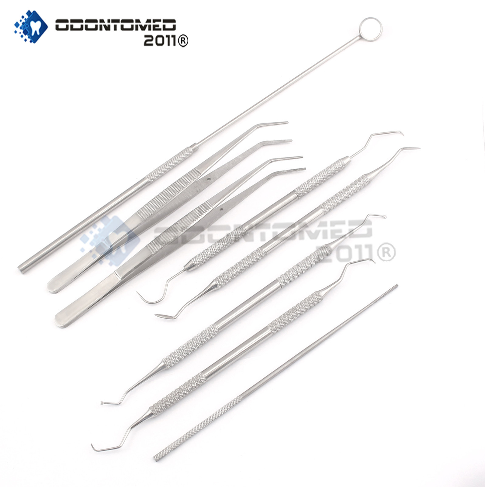 8 pieces Pet Dental Cleaning Tools Scaler Mirror Tweezer Ear Forceps,Pr-0015