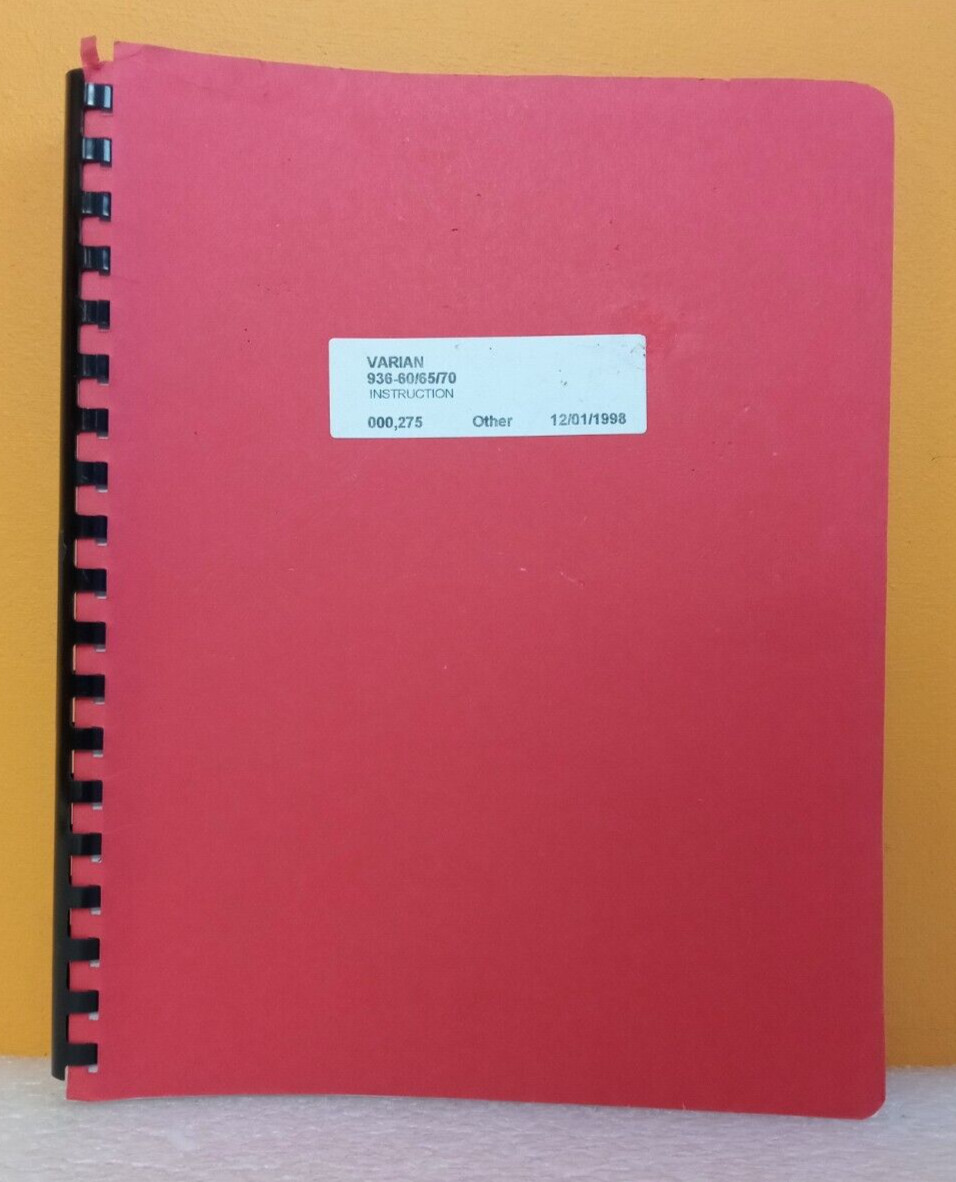 Varian 0981-6999-09-425 1979 936 Leak Detector Instruction Manual.