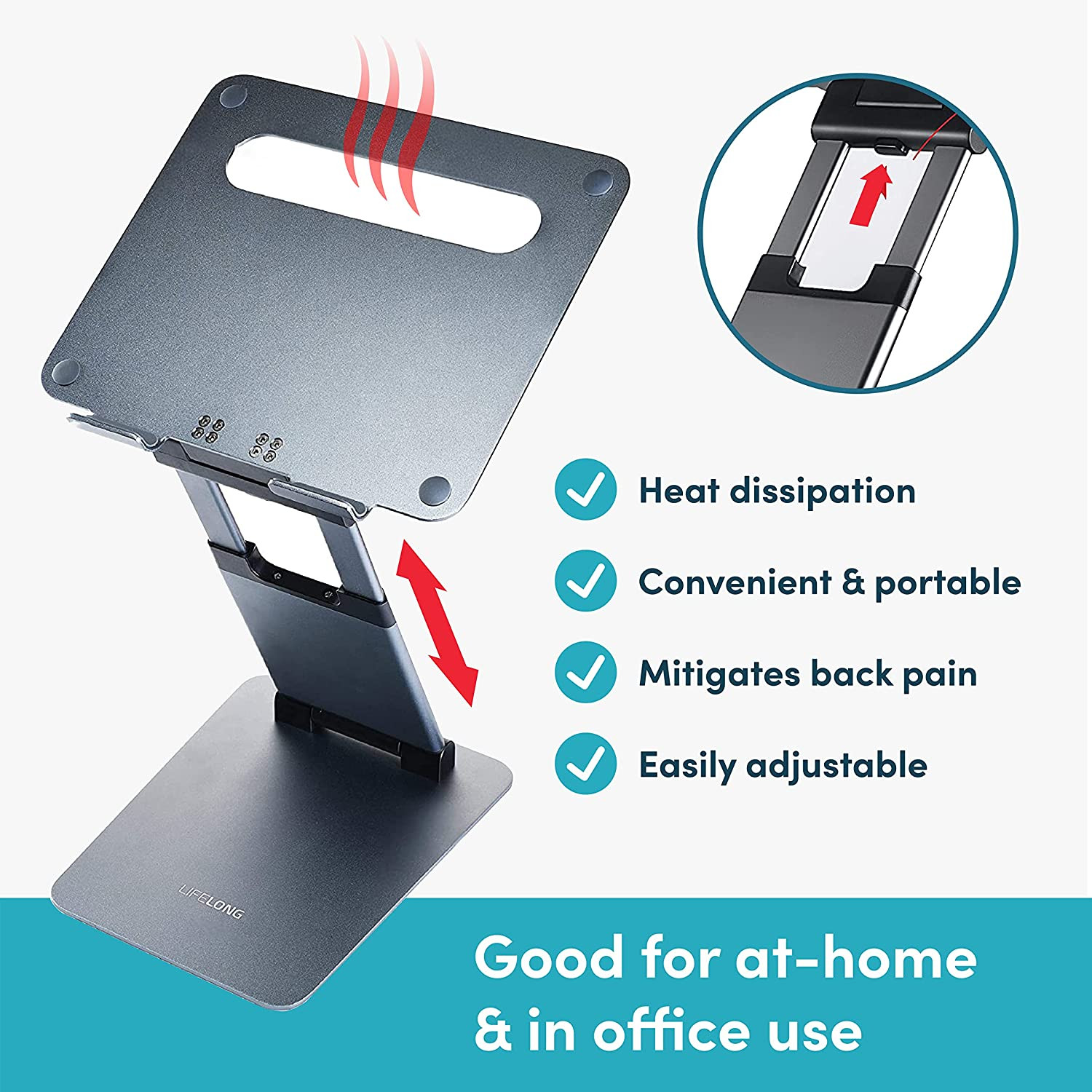 Adjustable Ergonomic Laptop Stand, Portable Riser for 10-17" Laptops