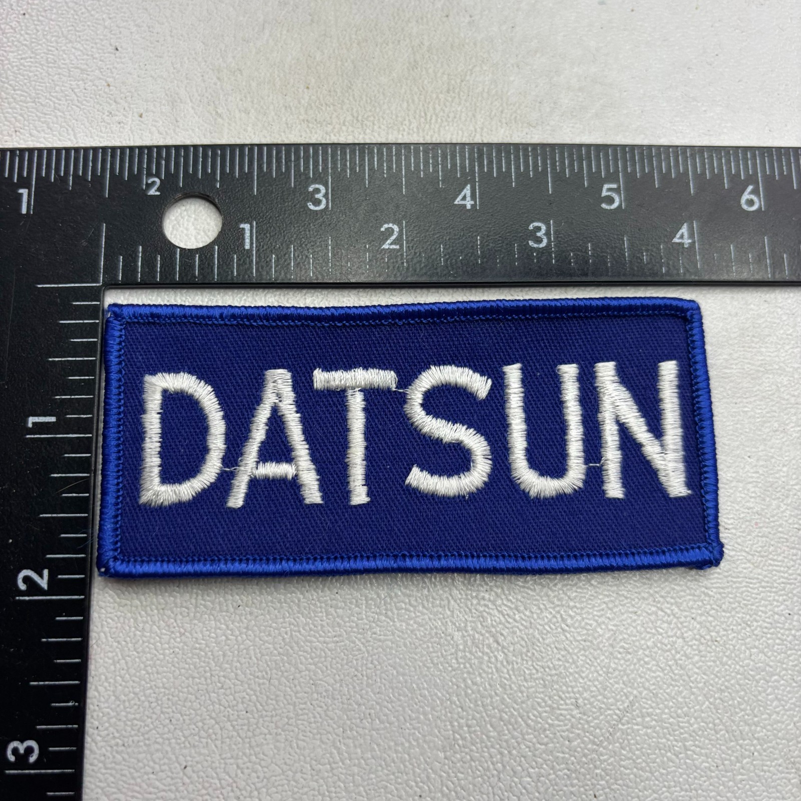 Vintage Car Auto DATSUN Embroidered Patch (White & Blue) 00.2