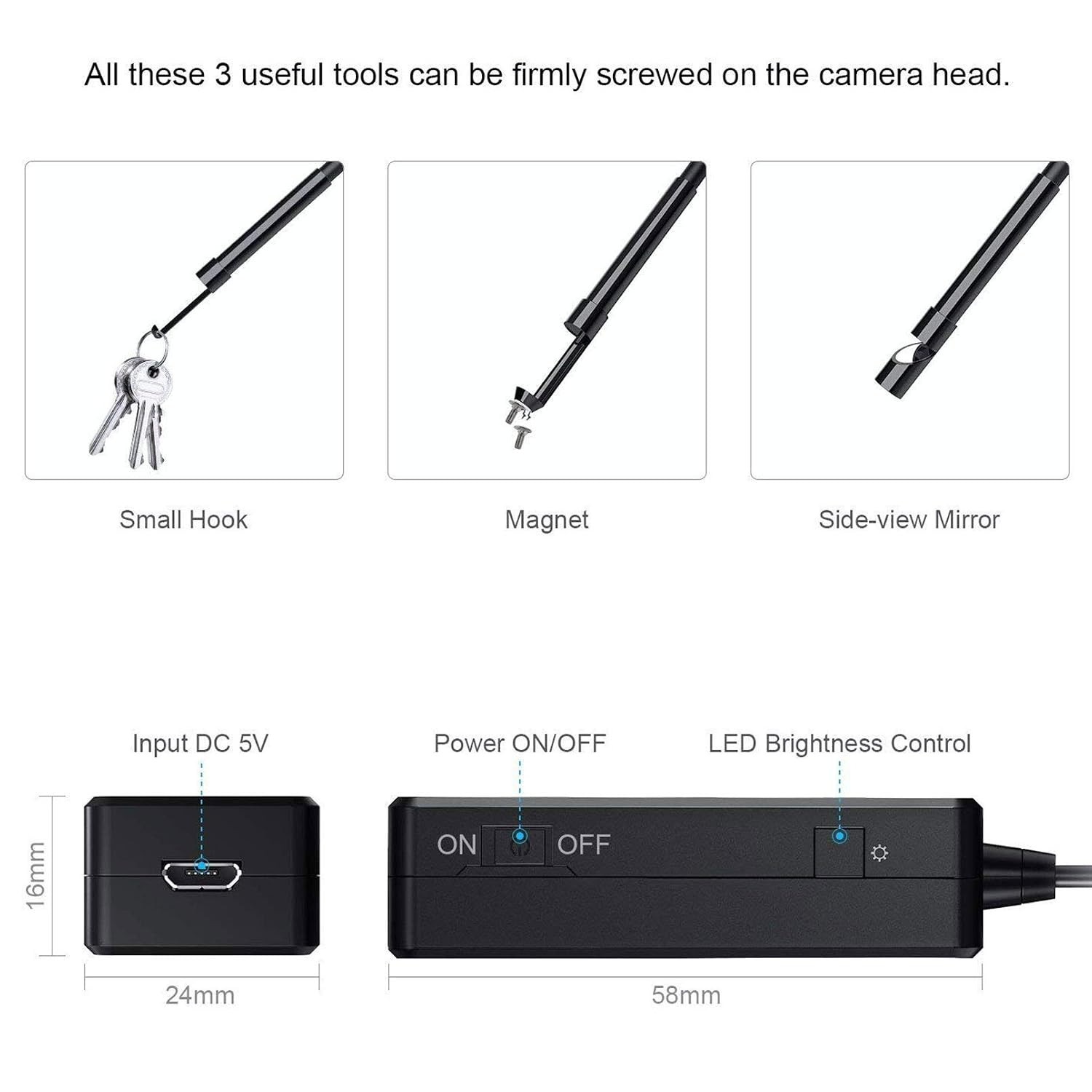 Wireless Endoscope Camera with Light HD Waterproof Wifi Borescope Flexible 5.5MM