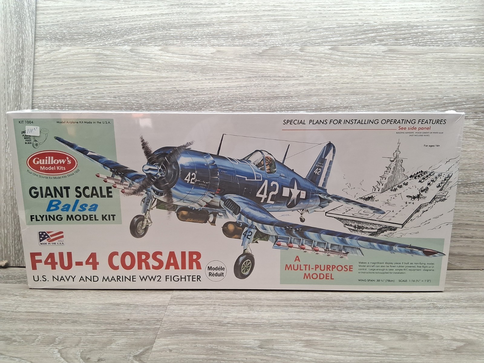 Guillow's Vought F4U Corsair Balsa Wood Model Airplane Kit, WWII Plane  GUI-1004