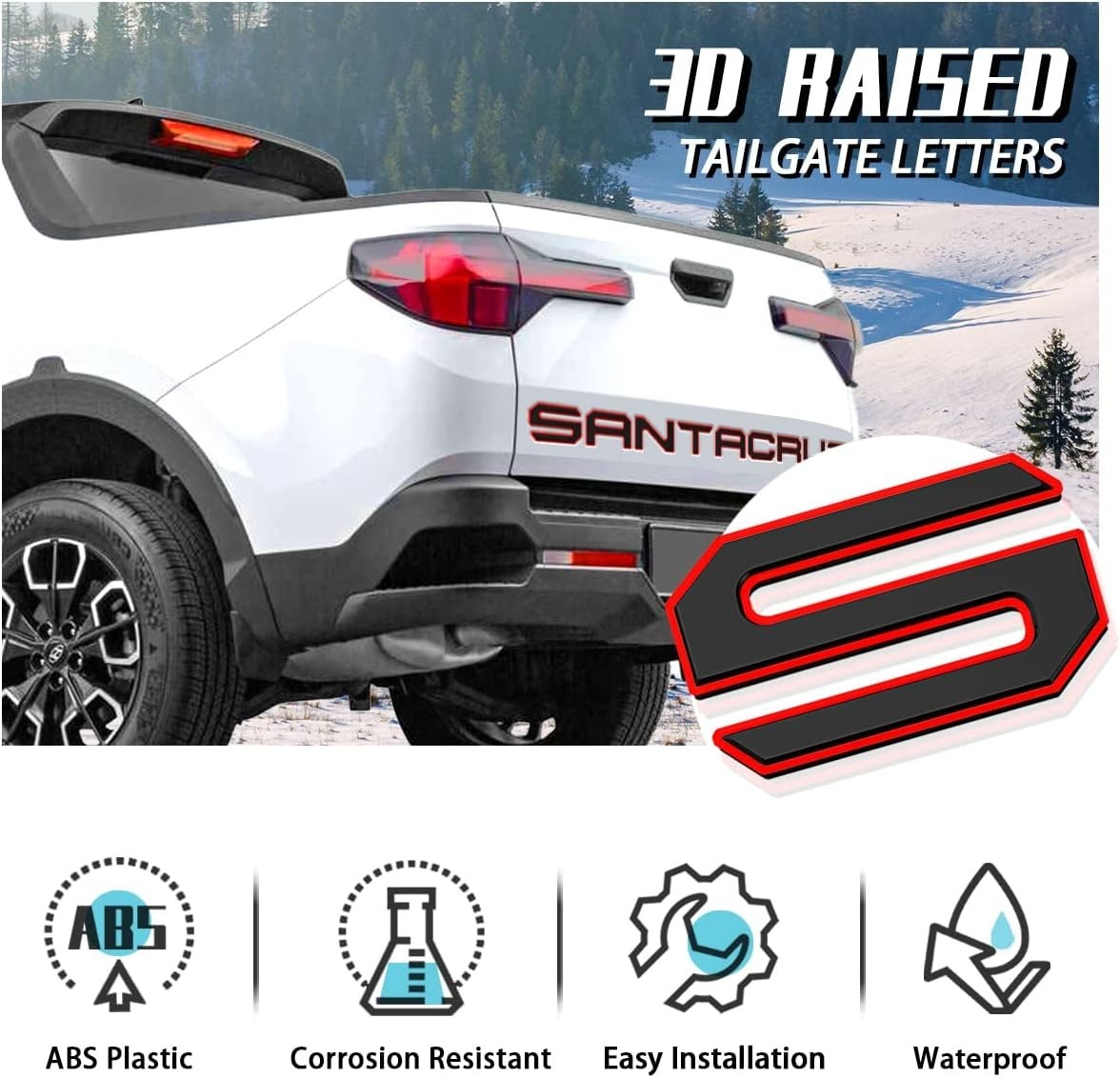 Tailgate Inserts Letters for 2022-2025 Santa Cruz - 3D Raised Decals