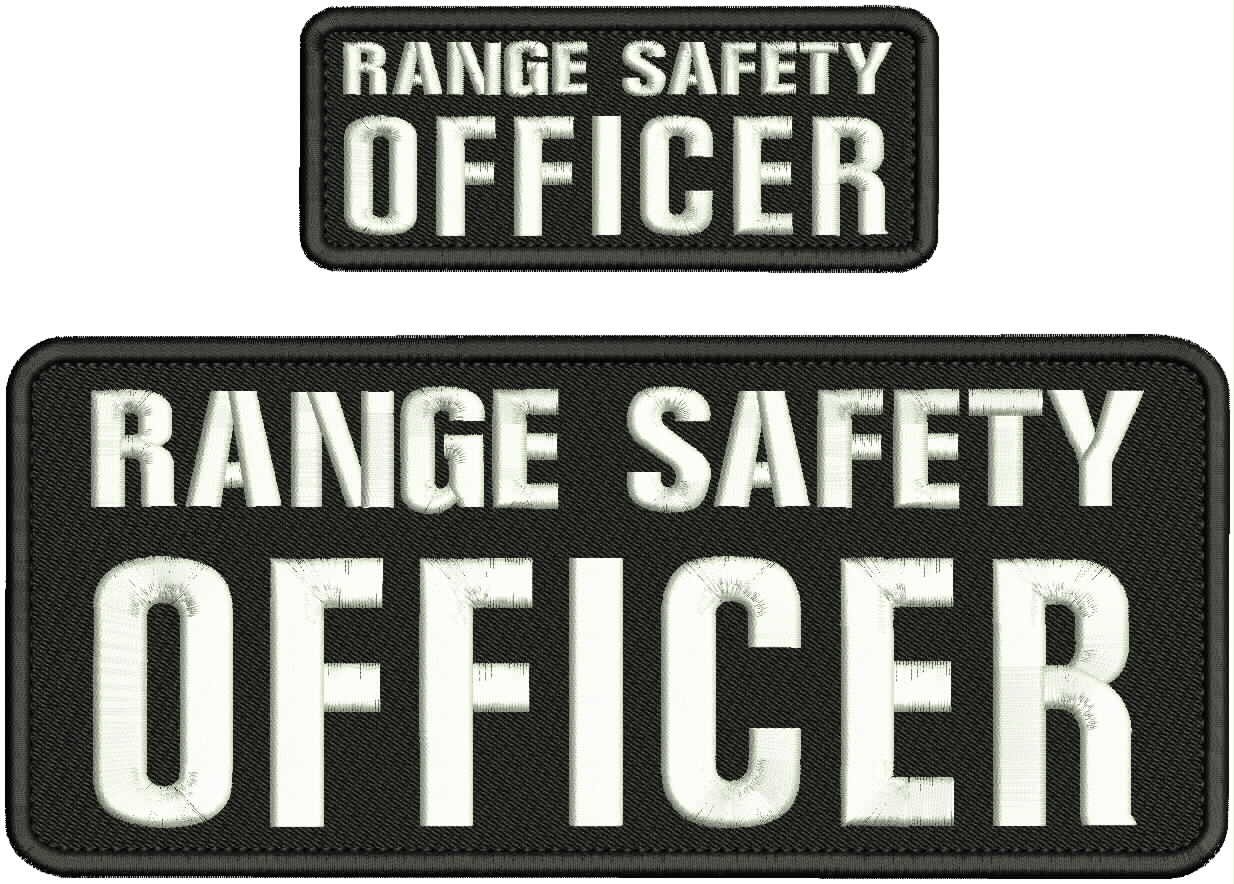 Collectible Embroidery Patch Range Safety Officer 4X10 AND 2X5 White On Black