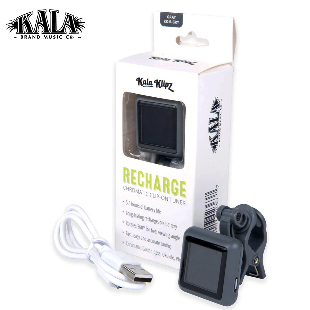 Kala Klipz Rechargeable Chromatic Clip-On Tuner For Guitar/Bass/Ukulele - Grey