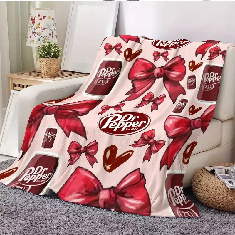 Vintage Soda Hearts Pattern Fan Gift Flannel Throw Blanket Soft Cozy