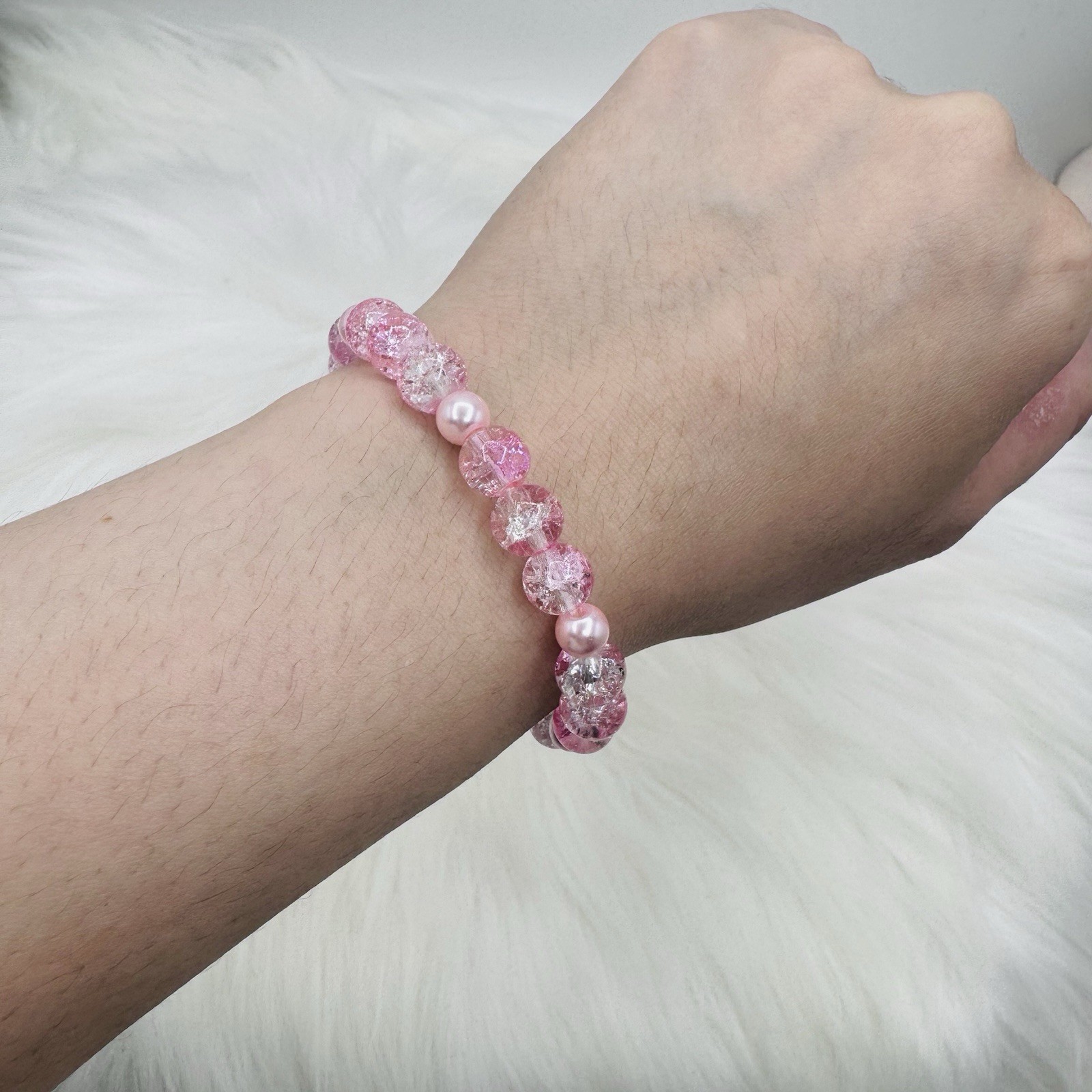 Gradient Glass Beaded Bracelet Style A Pink