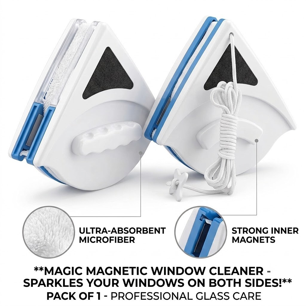 LT Triangle Shape Double Side Magnetic Window Cleaner Glass Wiper Cleaning Br