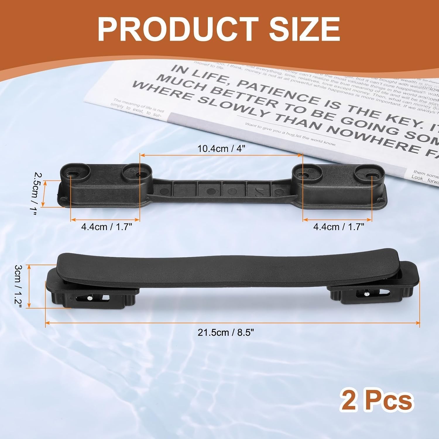 2 Pcs Luggage Handle Replacement 8.5 Inch Plastic Strap Black