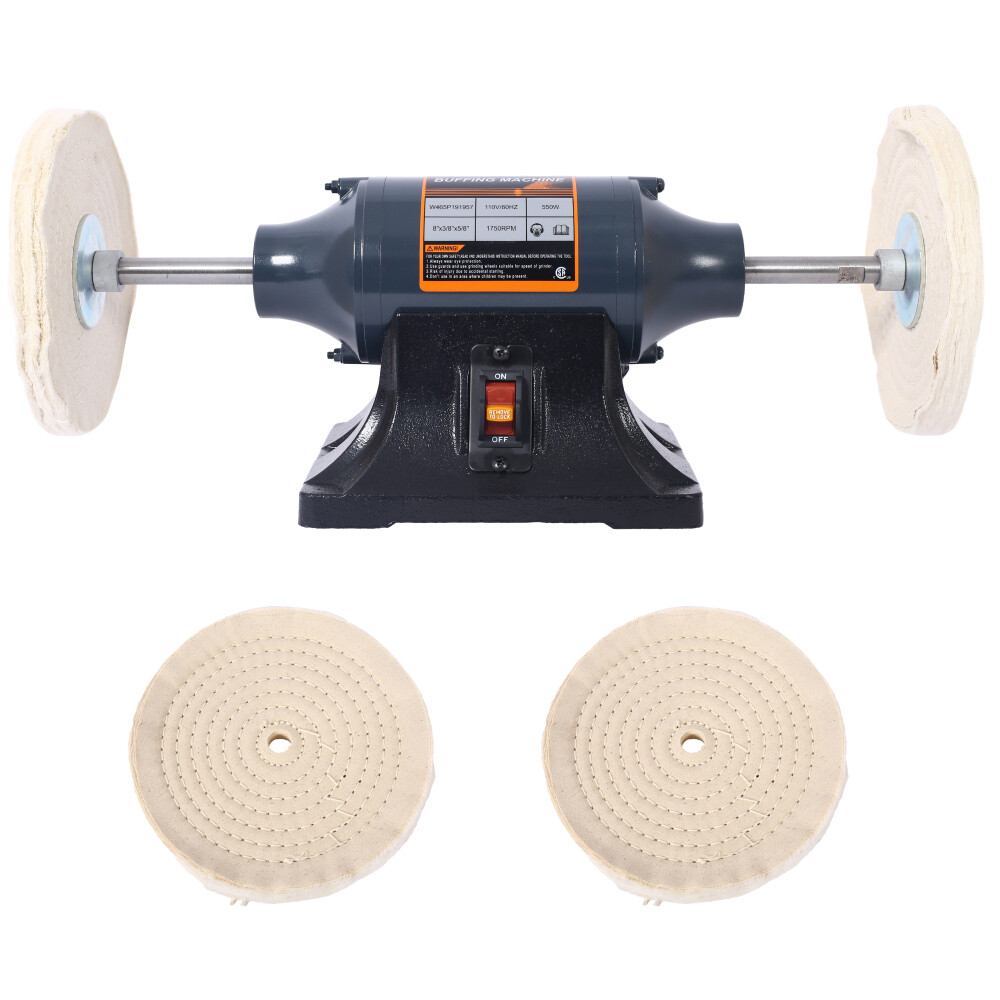 Extra long 8" Electric Polisher Benchtop Buffer Grinder Benchtop Buffing Machine