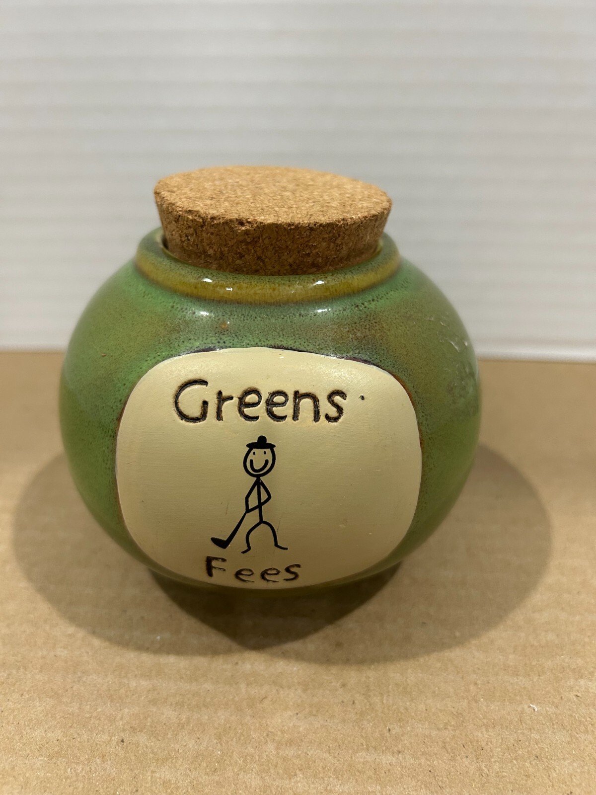 Ceramic "Greens' Fees" Jar with Cork Stopper