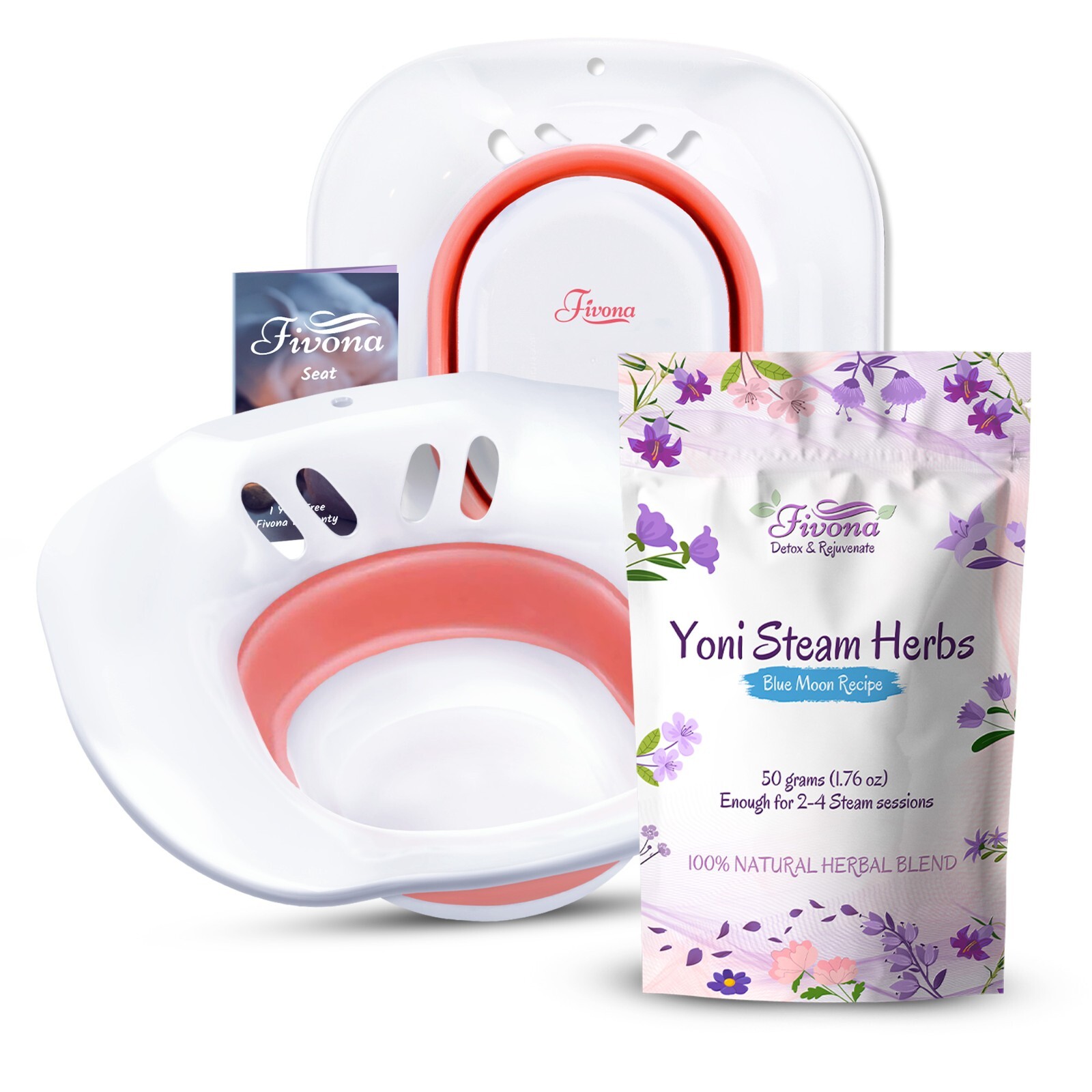 Fivona Yoni Steam Kit 2 in 1 Bundle of Seat with Blue Moon Recipe Steaming Herbs