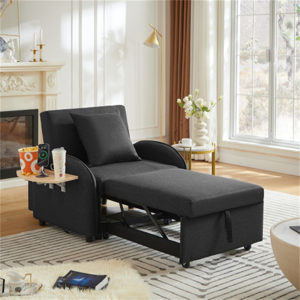Convertible 3-in-1 Sofa Armchair Adjustable Sleeper Chair with Pull out Bed