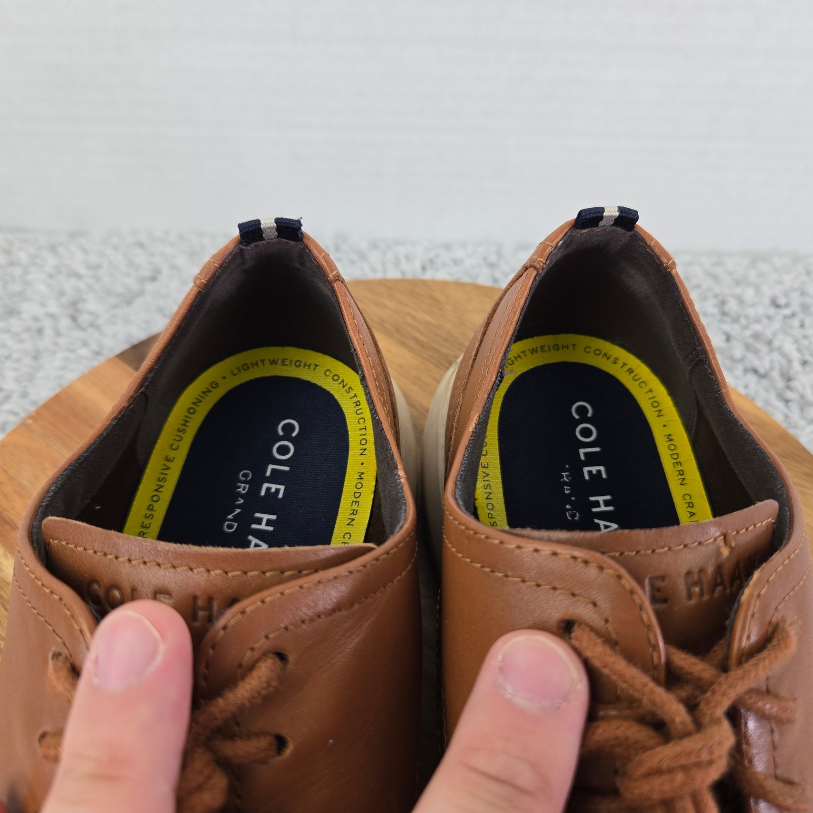 Cole Haan Mens 11.5 Grand British Tan Casual Daily Wingtip Brogue Oxford Sneaker