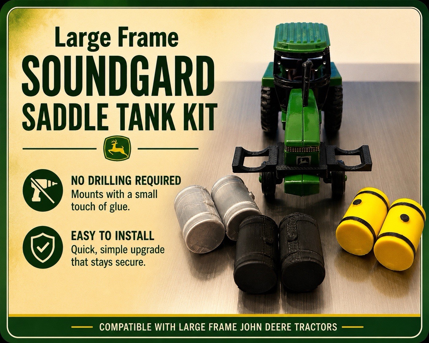 Custom 1/64 John Deere Large Frame Soundguard Tractor Saddle Tank Kit