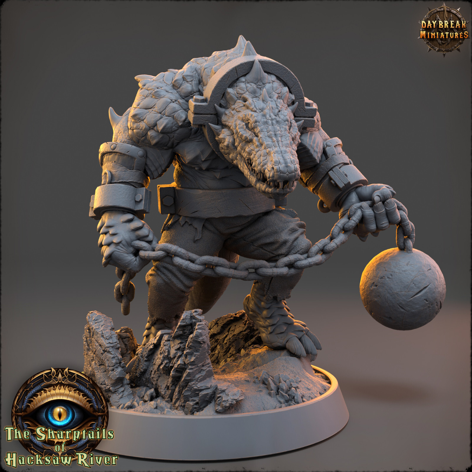 Crocodilian Warrior Oneton | DayBreak Miniatures | Compatible with D&D/AOS