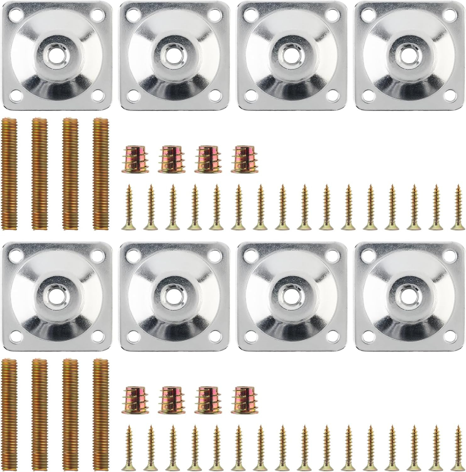 8 Sets Leg Mounting Plates Kit, M8 Thread Furniture Sofa Legs Attachment Plates
