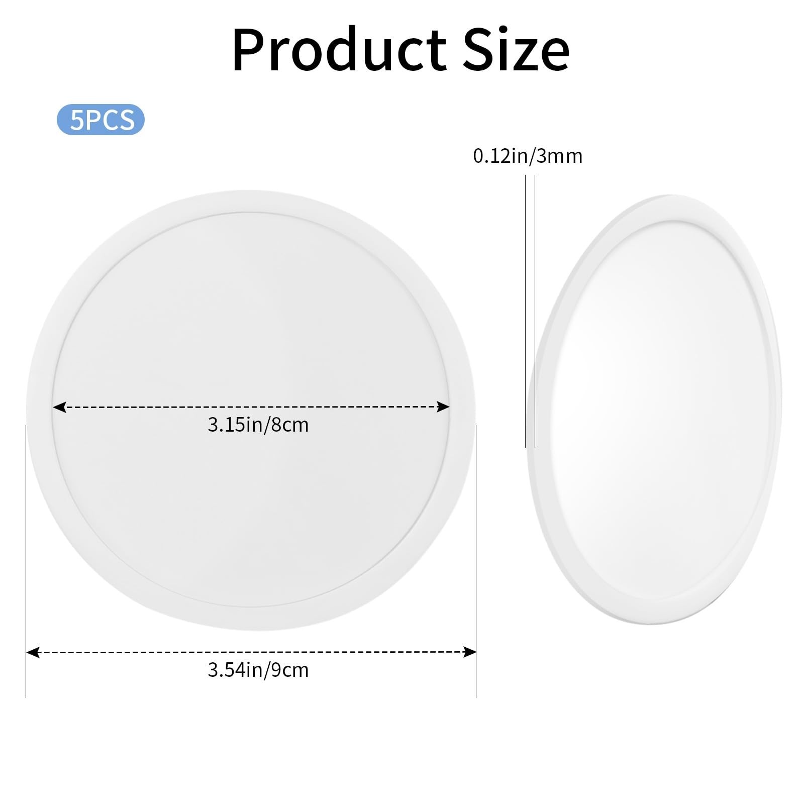5-Pack White Silicone Coasters - Non-Slip Drink Coasters for Dining Table - N...