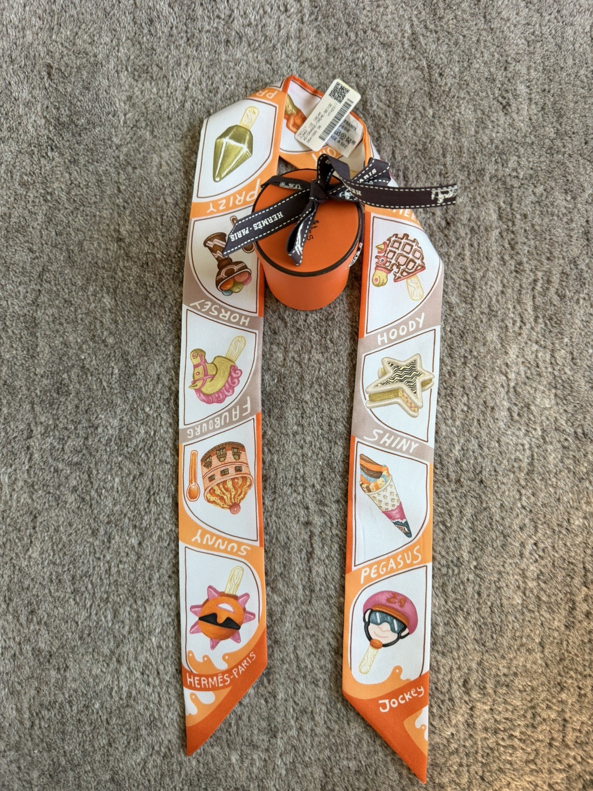 HERMES Twilly FUNNY ICE CREAM multicolor Women scarf