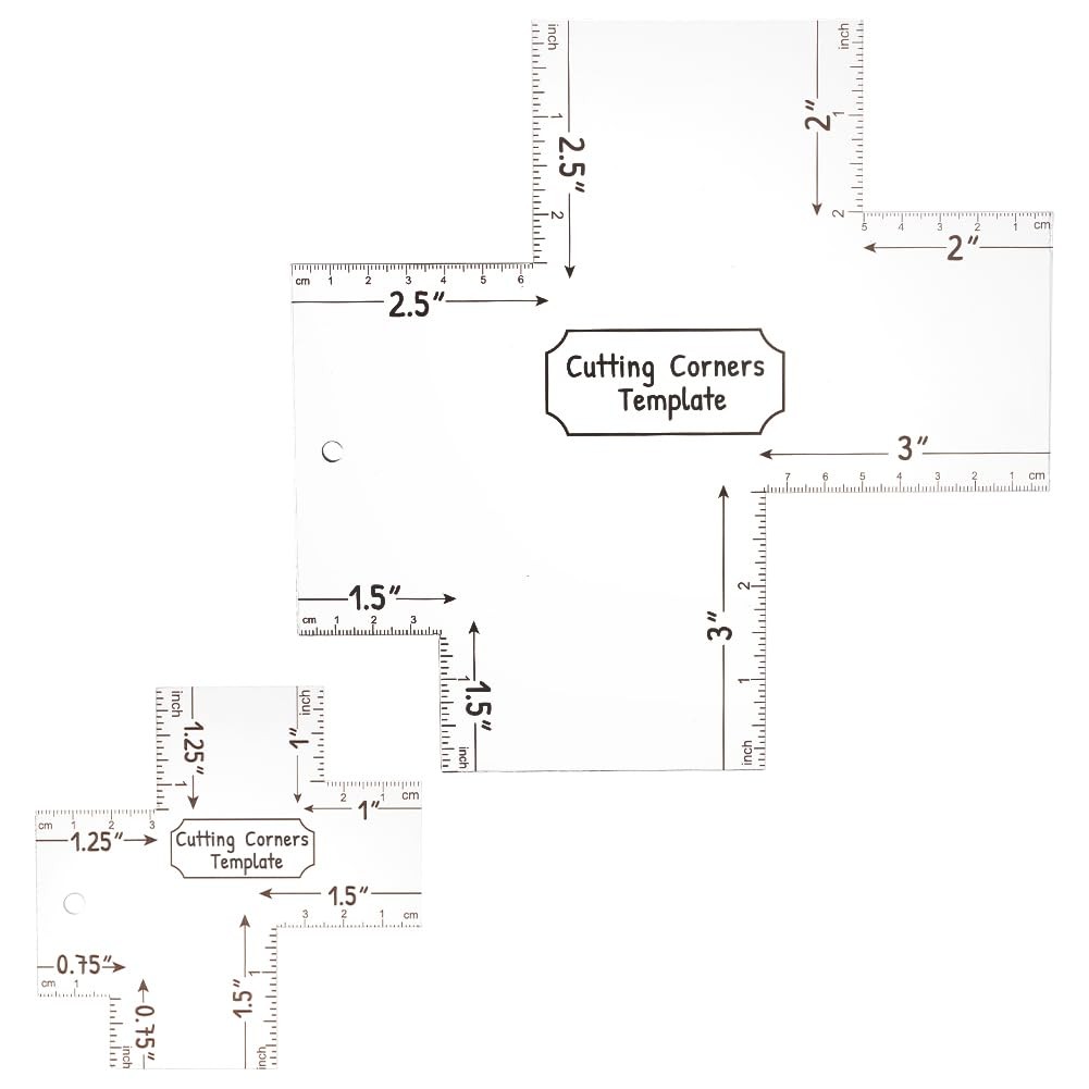 2 PCS Box Corner Template Clear Acrylic Quilting Corner Cutting Stencil
