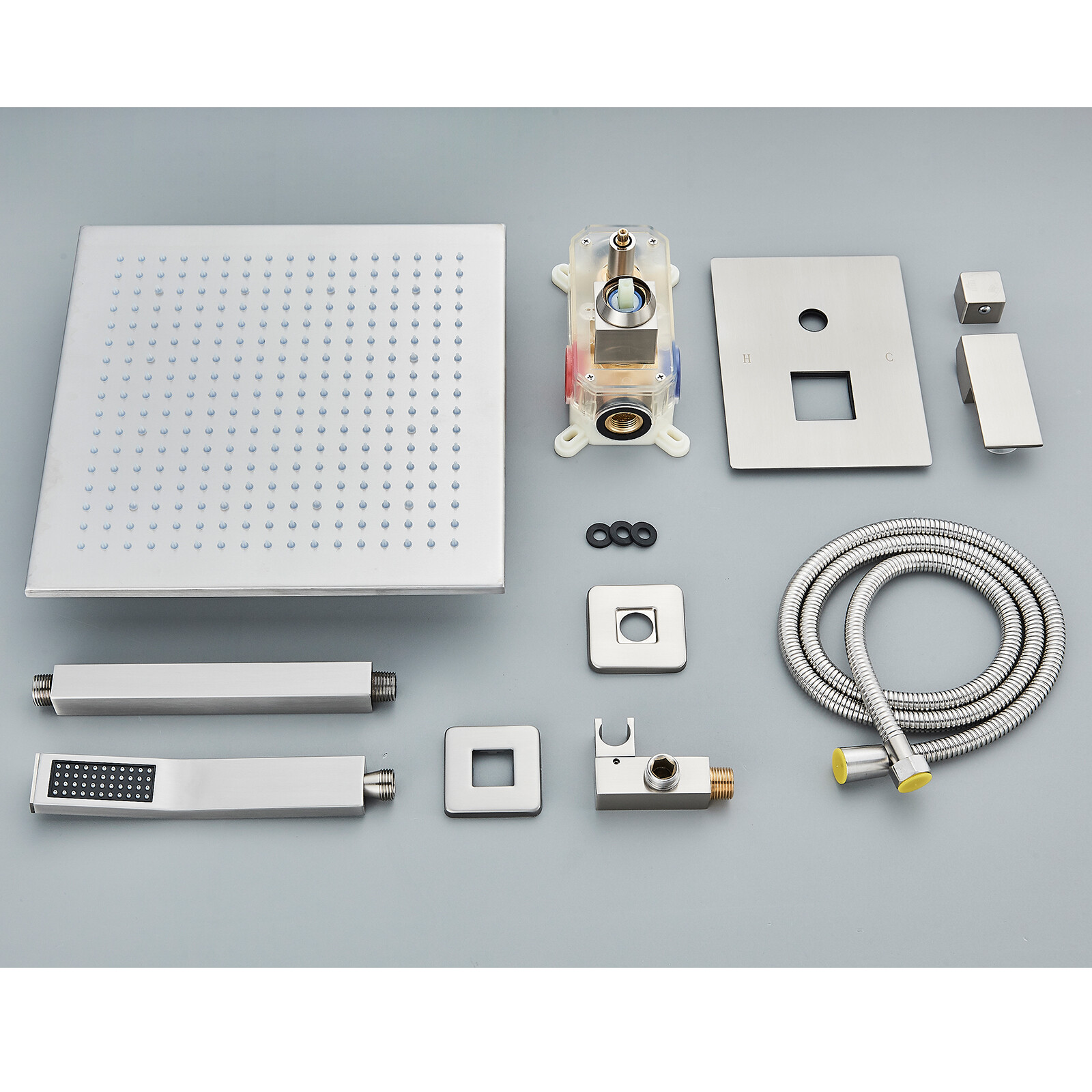 Shower Faucet Set w/Mixer Valve Rainfall Shower Head Combo System Ceiling Mount