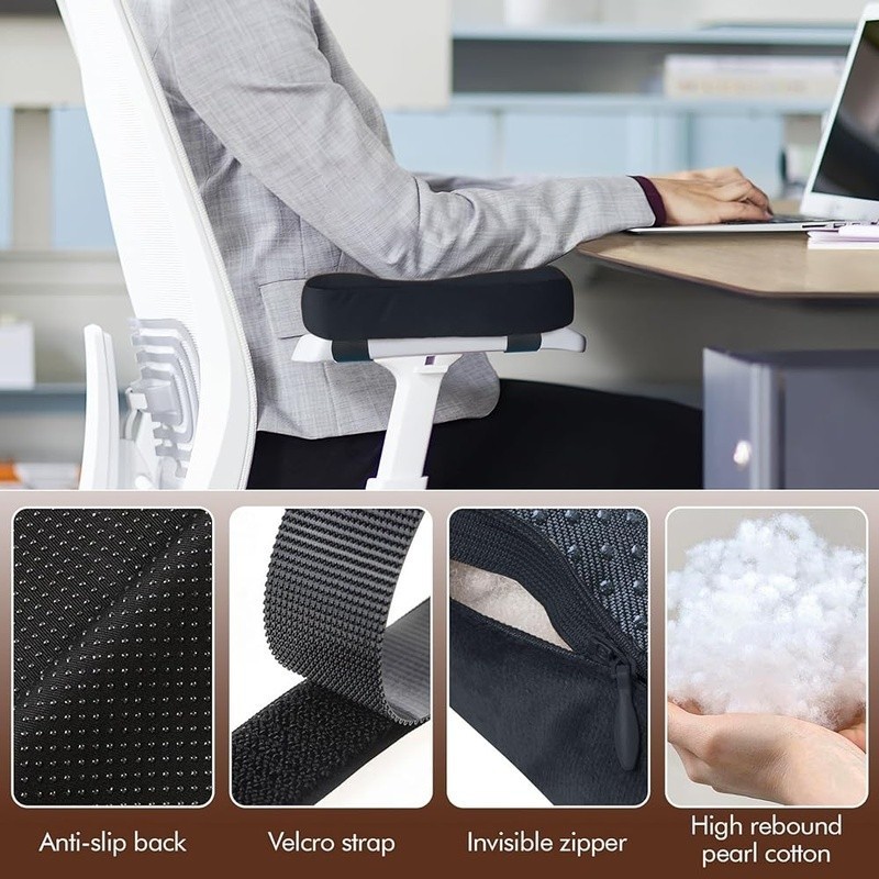 Ergonomic Armrest Pads Office Gaming Chairs Adjustable Soft Velvet Support New