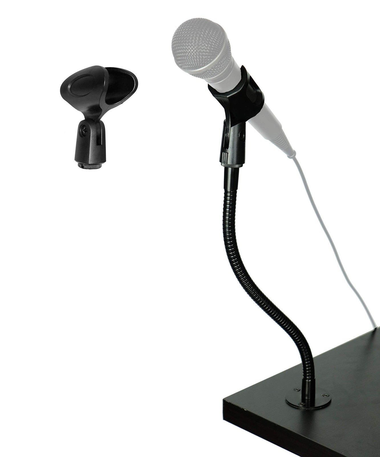 Desk Mounted Adjustable Gooseneck for Microphone Mount that Screws in to Tabl...
