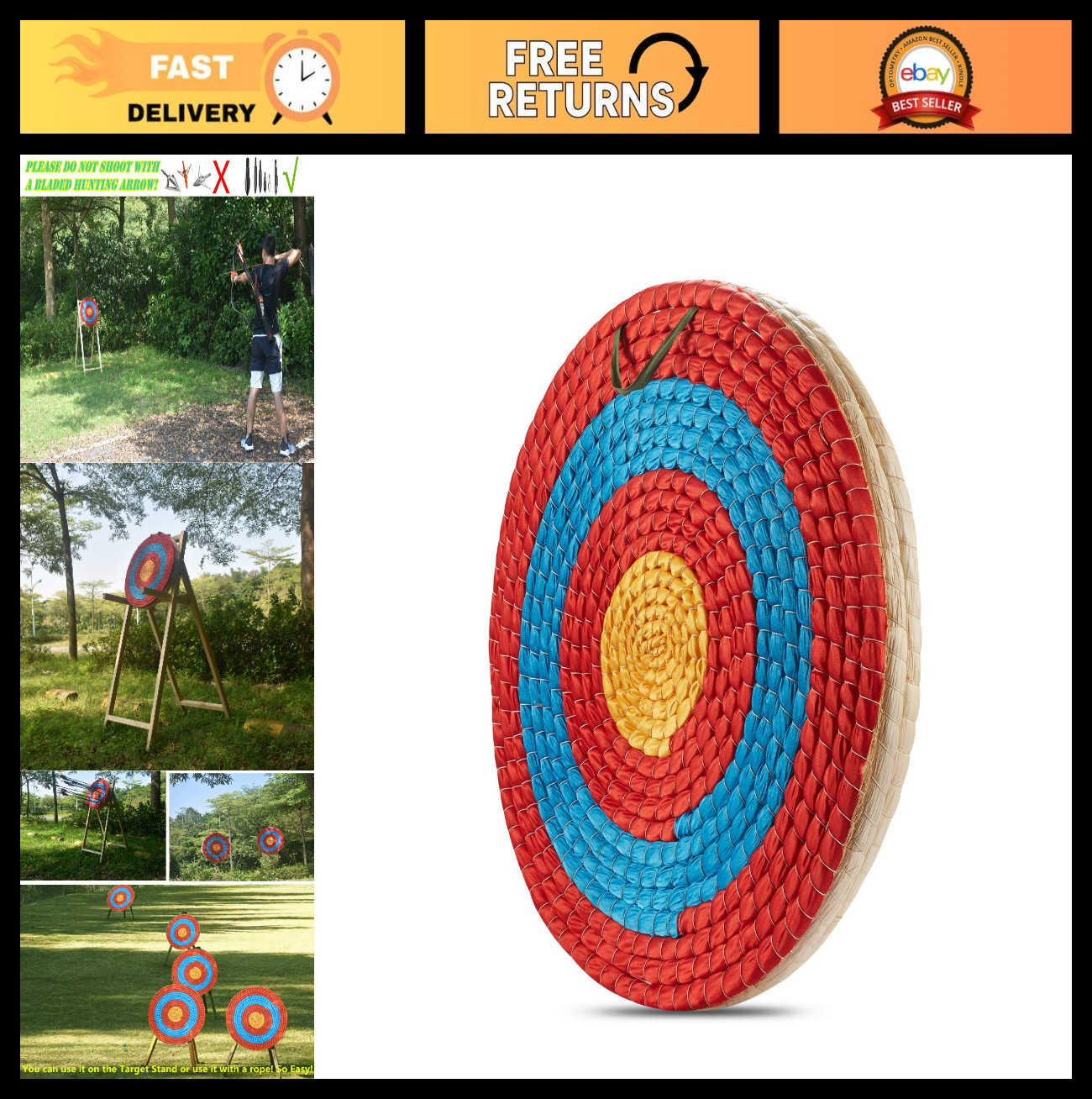 Handmade Straw Archery Target - Arrow Target for Recurve, Longbow & Compound Bow