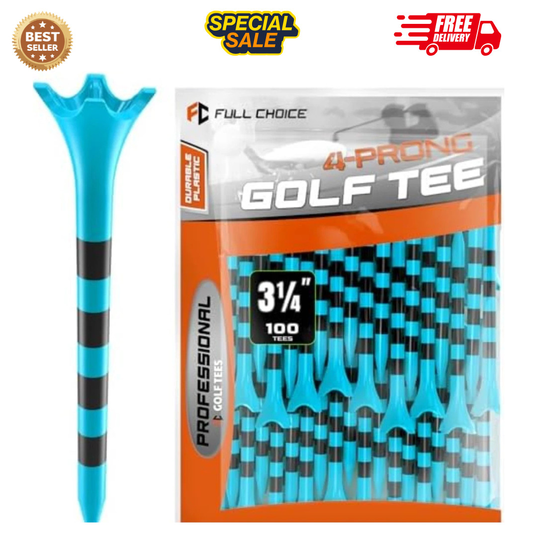 Full Choice100 Pack 3-1/4" Plastic Golf Tees, Enhanced Durability & Stability.