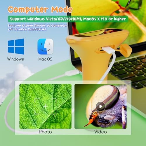 Kids' Digital Microscope - 2" Screen 1000X - Handheld HD - Yellow