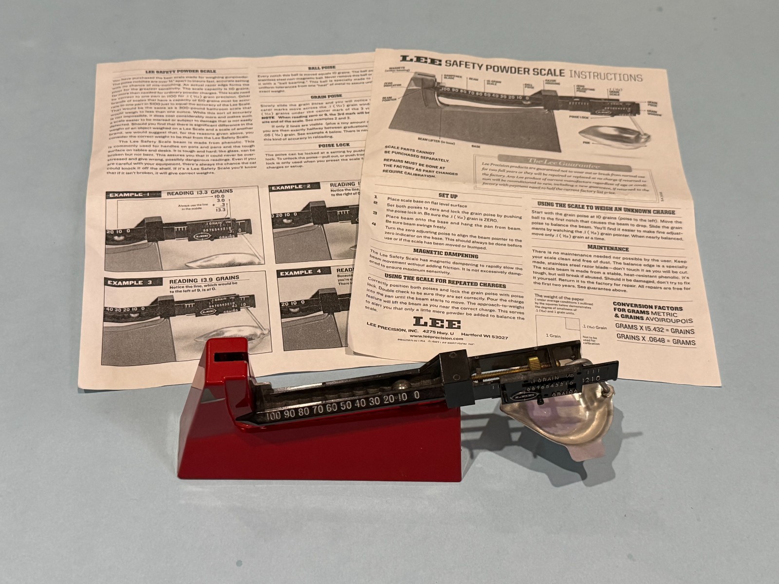 LEE Safety Powder Scale Reloading Tool with instructions - Used