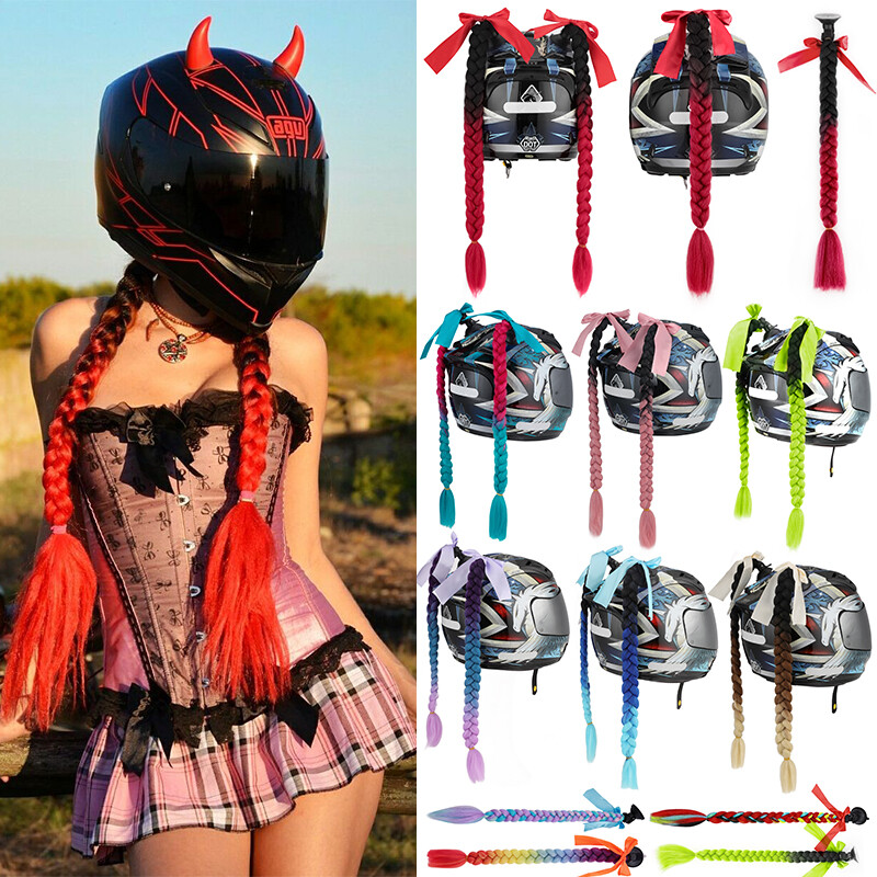 Twist For Helmet Pigtail Braided Hair Extensions Punk Ponytail Colors Motorcycle