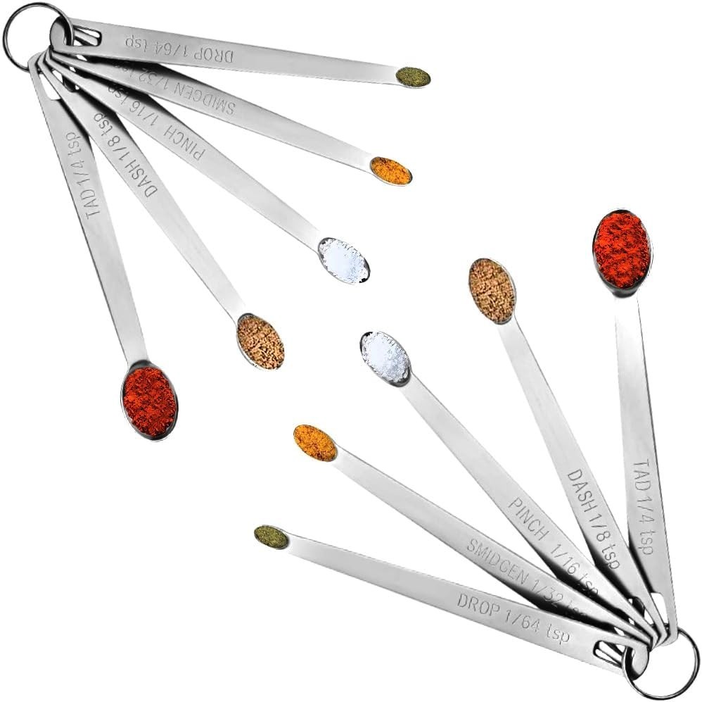 2 Pack Teaspoon Measuring Spoons, 1/4 Tsp, 1/8 Tsp, 1/16 Tsp, 1/32 Tsp, 1/64 Tsp