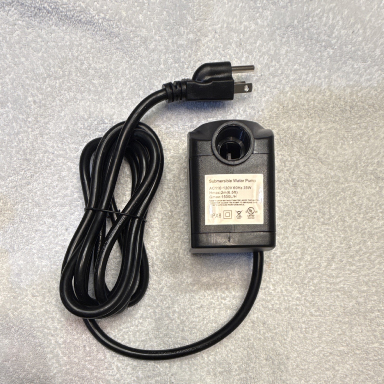 Submersible Water Pump AC110-120V 25W 1500L/H 6.5ft Max Head