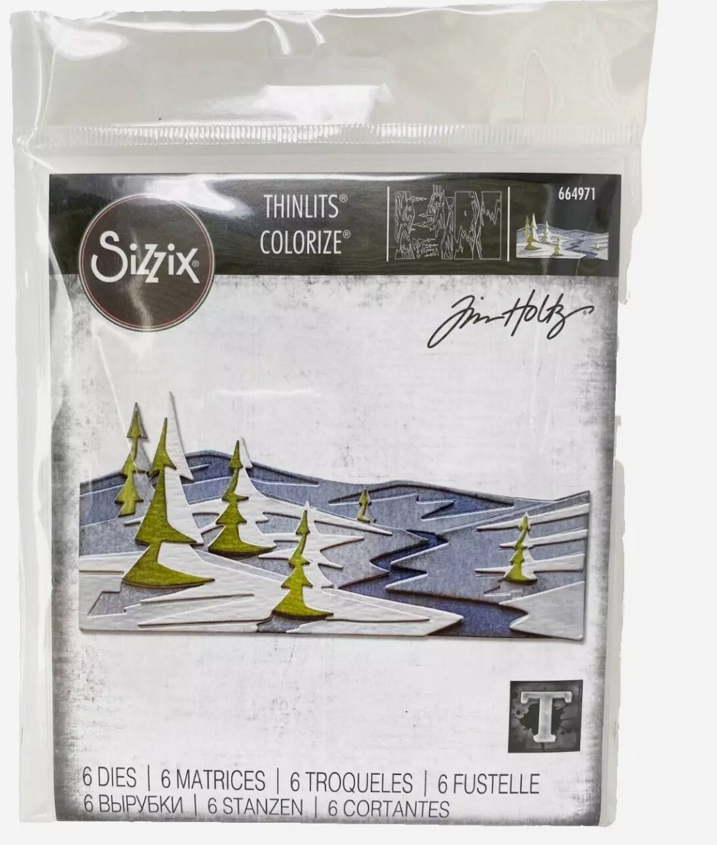 Sizzix Thinlits Tim Holtz Snowscape Pine Trees 2 Pc Die Cutting Bundle NEW