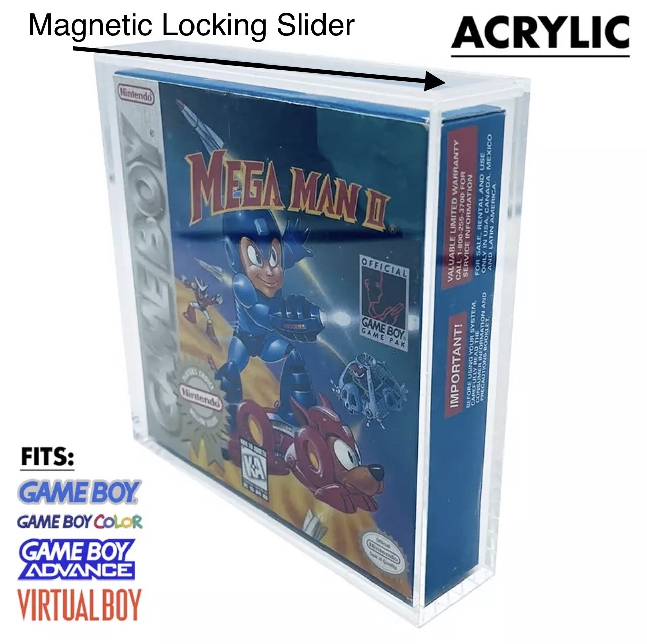 UV RESISTANT NINTENDO GAME BOY GBC GBA Video Game Hard Acrylic Case Magnet Locks