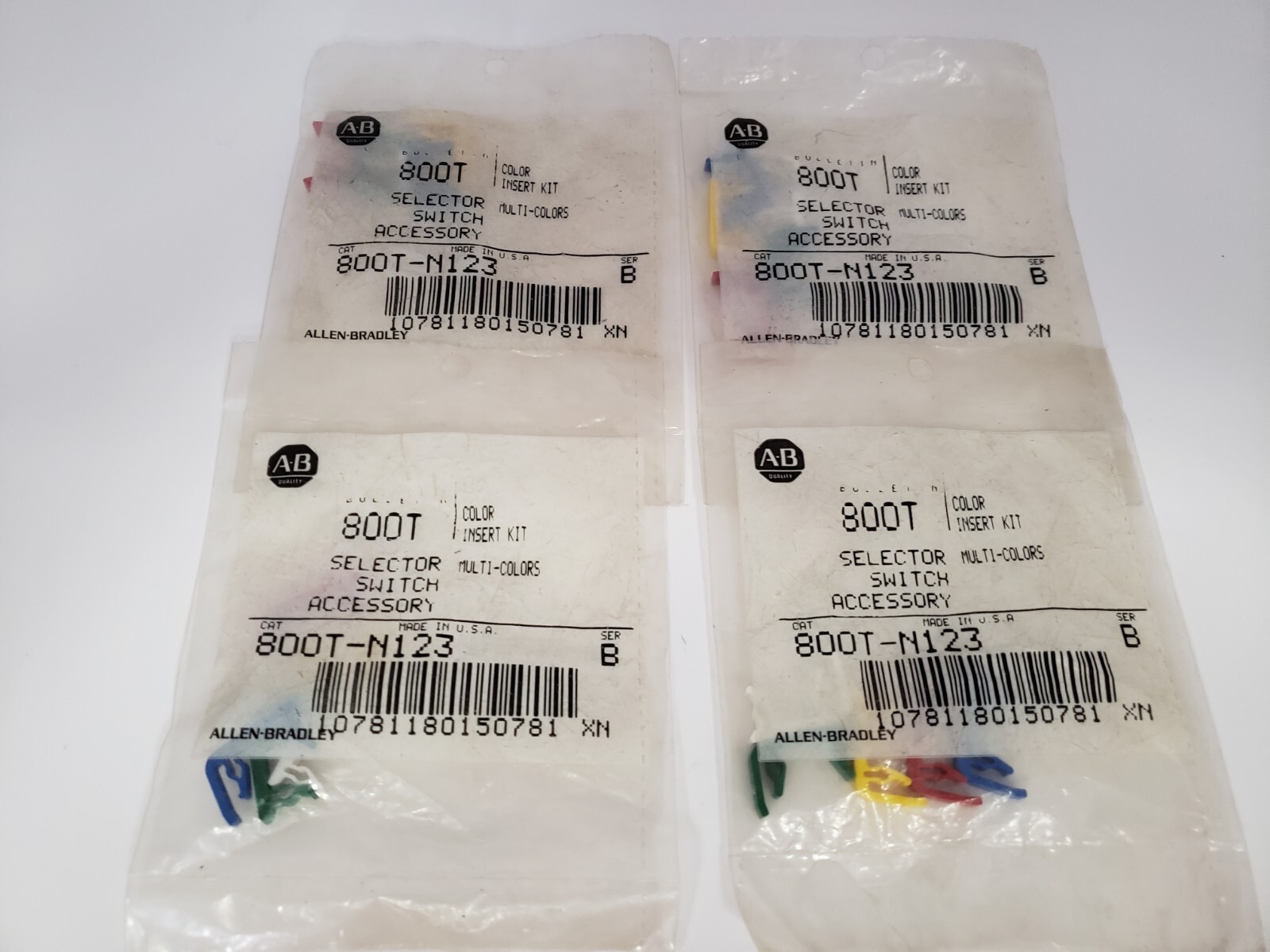 ALLEN BRADLEY 800T-N123 MULTI-COLOR INSERT KIT SERIES B (LOT OF 4) NIB