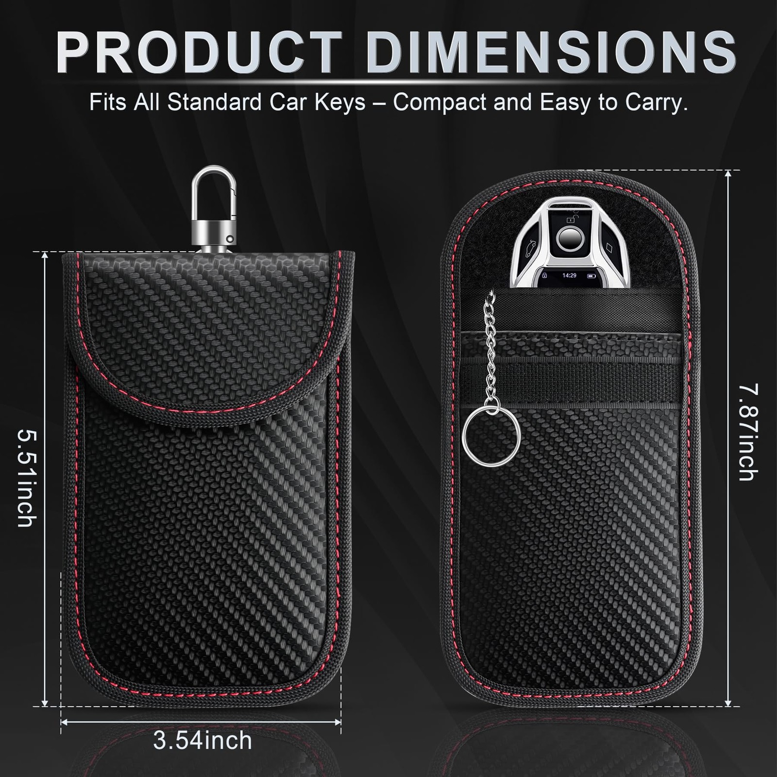 LivTee Faraday Key Fob Protector, RFID Blocking Medium (3.54" x 5.51"), Black