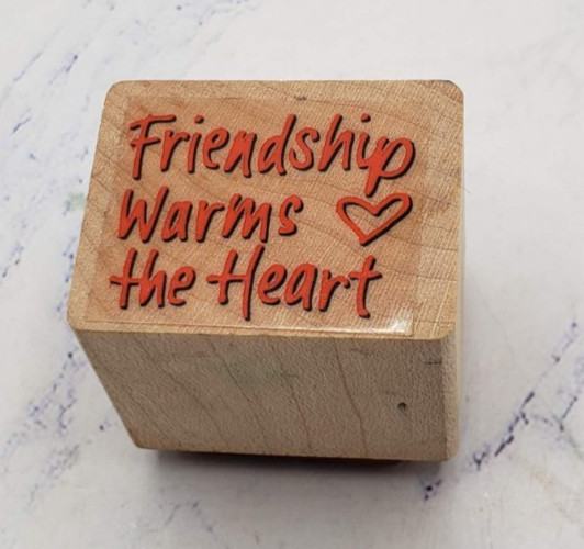 Friendship Warms The Heart Small 1x1 Inch Wood Mounted Rubber Stamp