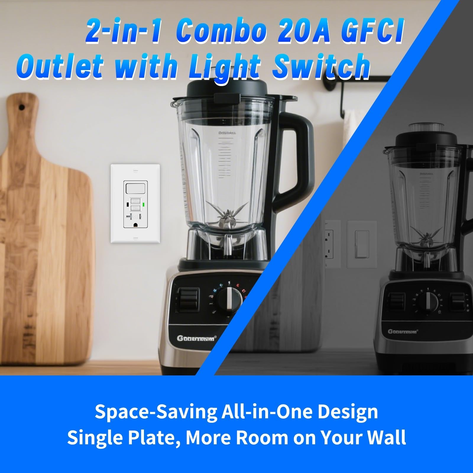 GFCI Outlet with Light Switch, 20 Amp Self-Test GFI Electrical Switch Outlet ...